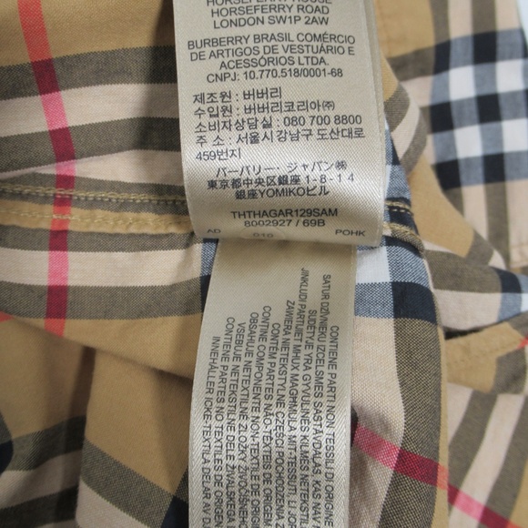 Burberry Men's Check Stretch Cotton Short Sleeve Shirt Archive Beige Size L - Picture 12 of 12